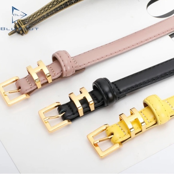 Accessories - Women’s Luxury Leather Belt In Pink Black or Yellow